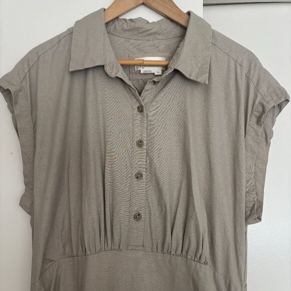 Anthropologie Cap-Sleeve V-Neck Ruched Slim Midi Dress (XL) - Picture 3 of 7